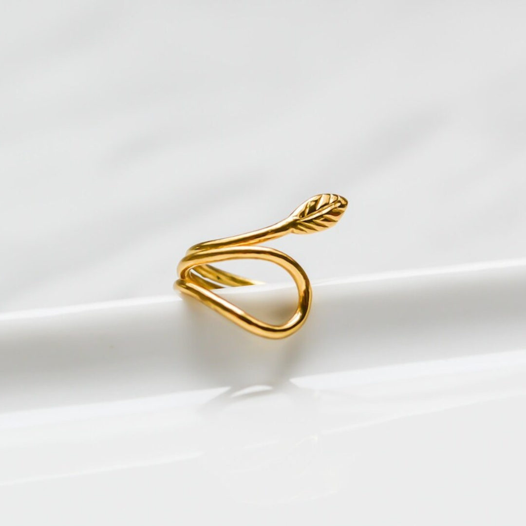 "Flora" zierlicher goldener Earcuff mit Blättchenmotiv