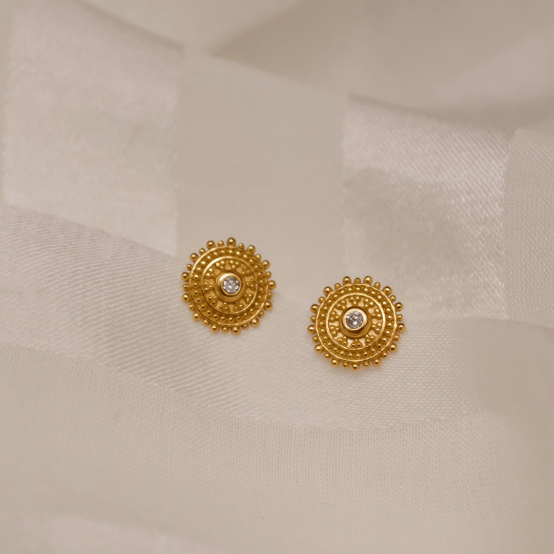 "Golden Sun" elegante Zirkonia Sonnen Ohrstecker