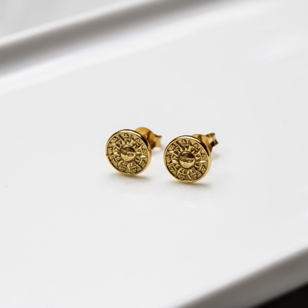 "Rising Sun" Sonnen Ohrstecker Gold