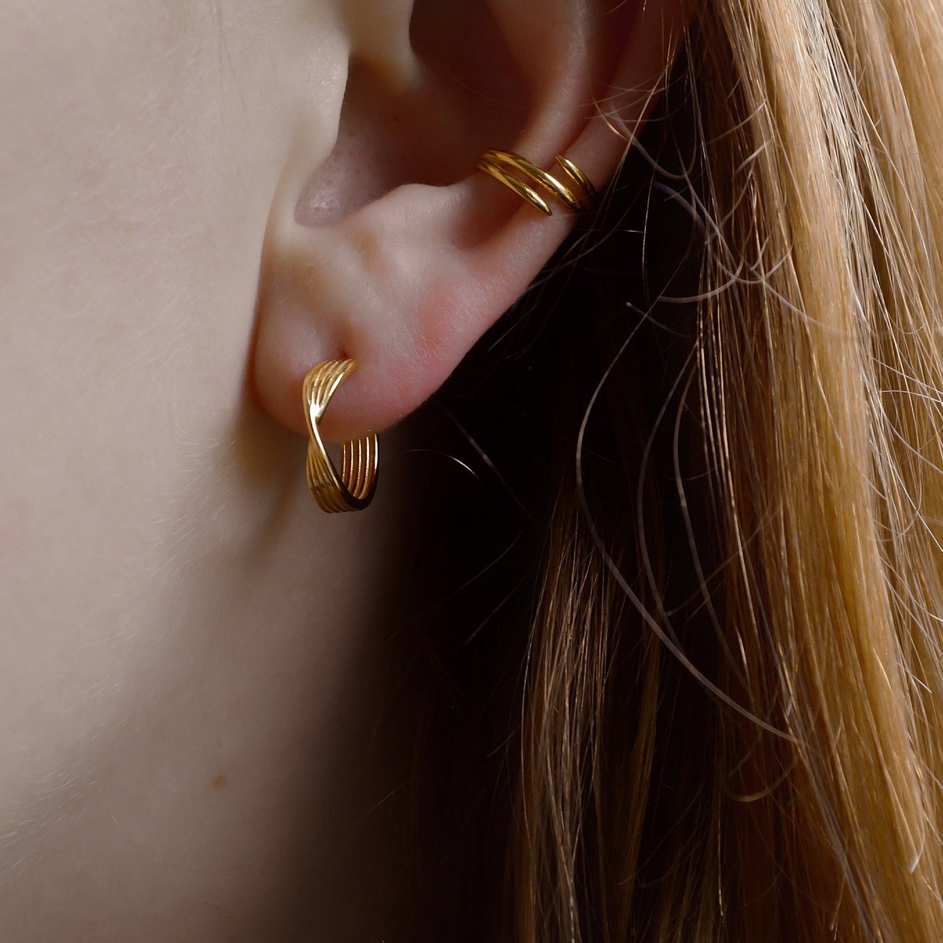 „Kajame" klassisches Creolen und Earcuff Set