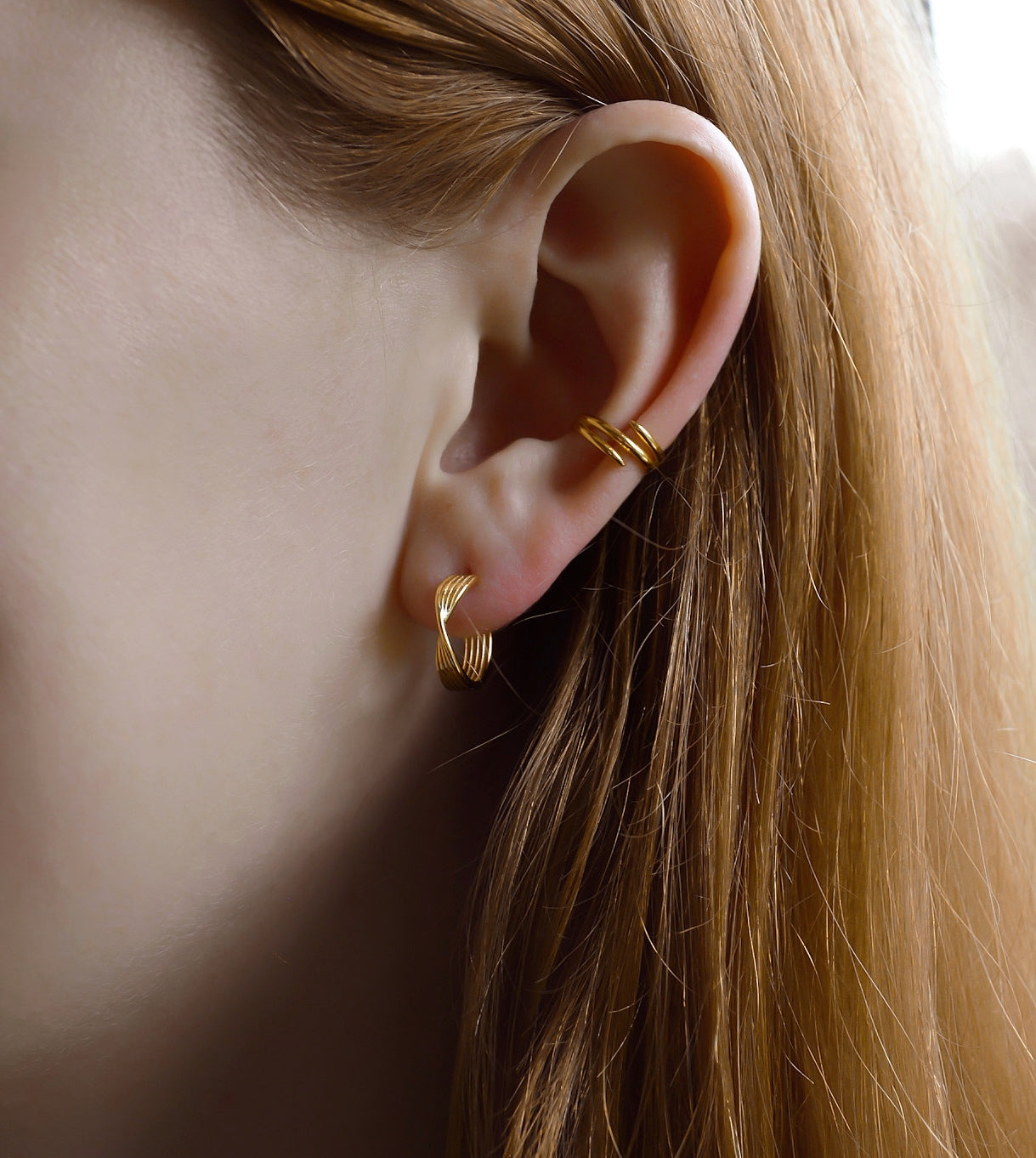 „Kajame" klassisches Creolen und Earcuff Set