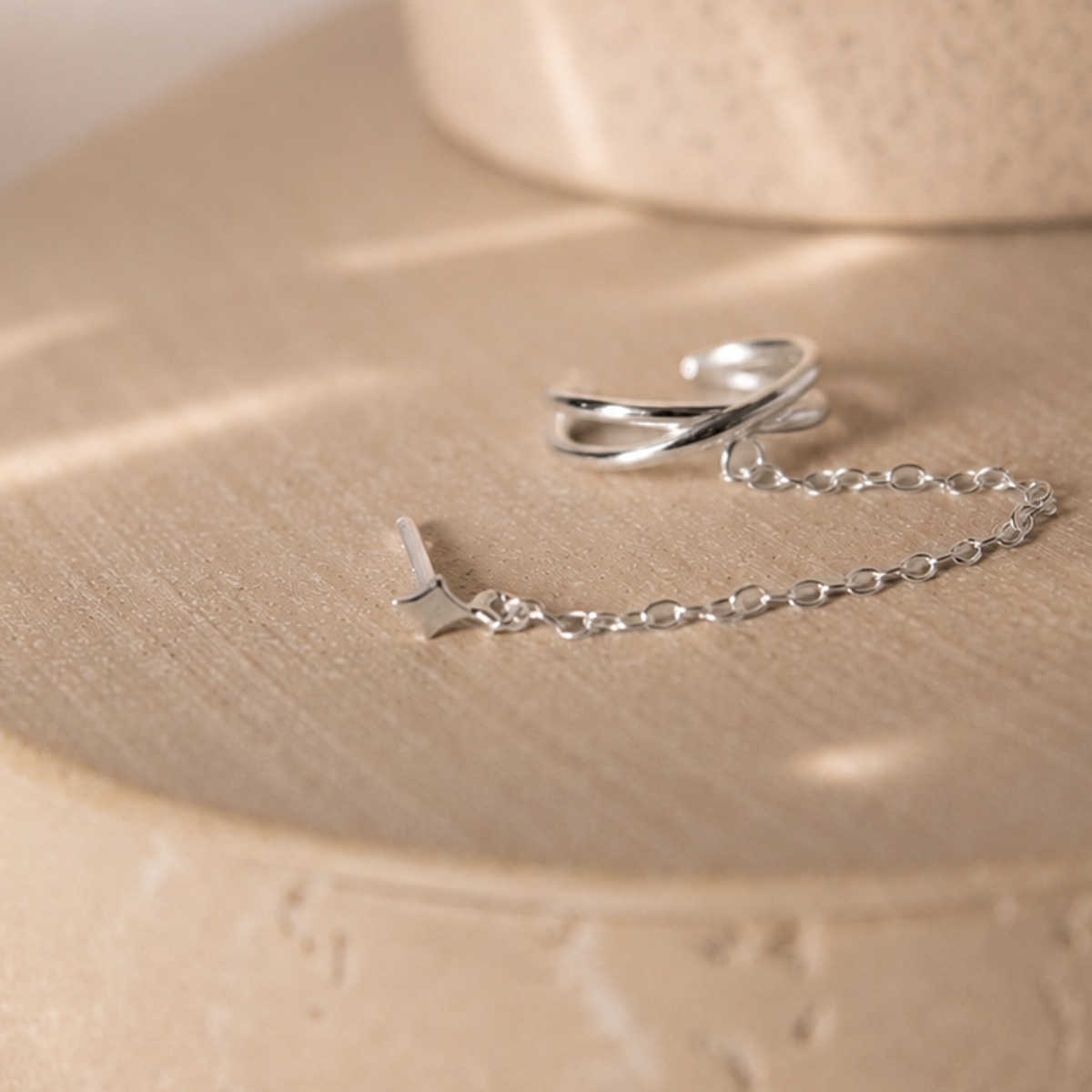 Guiding Star Chain Cuff – Stern Ohrstecker mit Earcuff und Kette