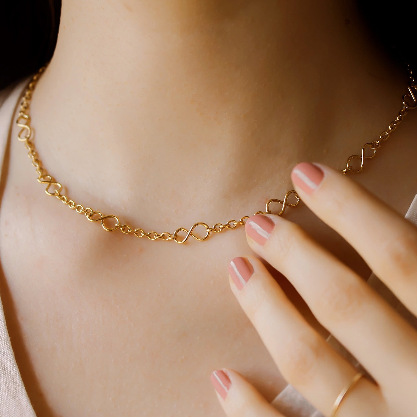 "Eternity" Edelstahl Halskette, wasserfest