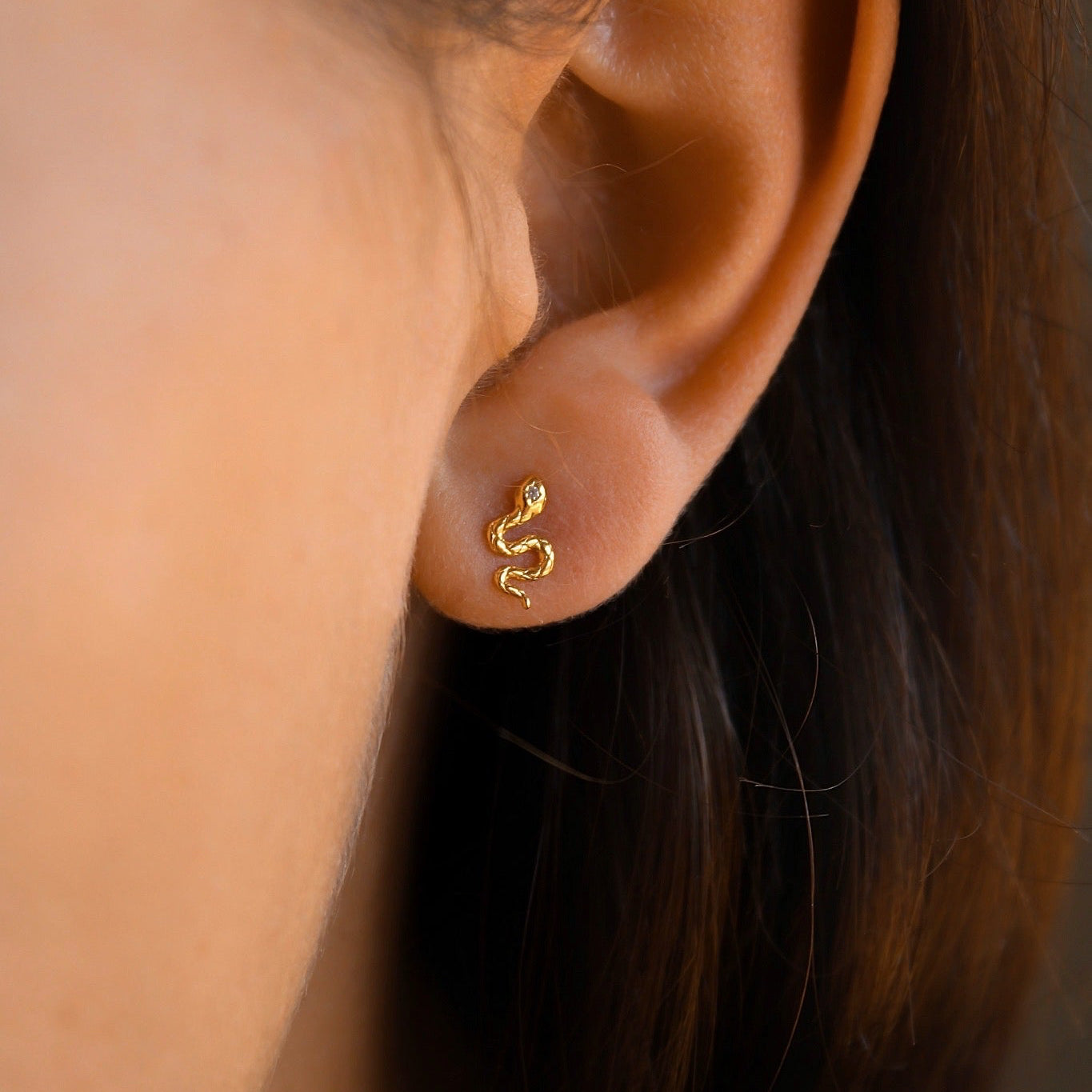 „Fidi" winzige Schlangenohrstecker mit Zirkonia