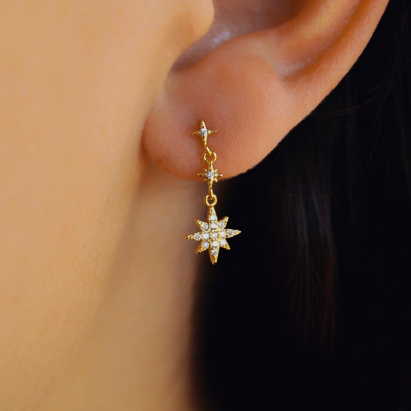 Sternen Ohrhänger mit Zirkonia Steinen