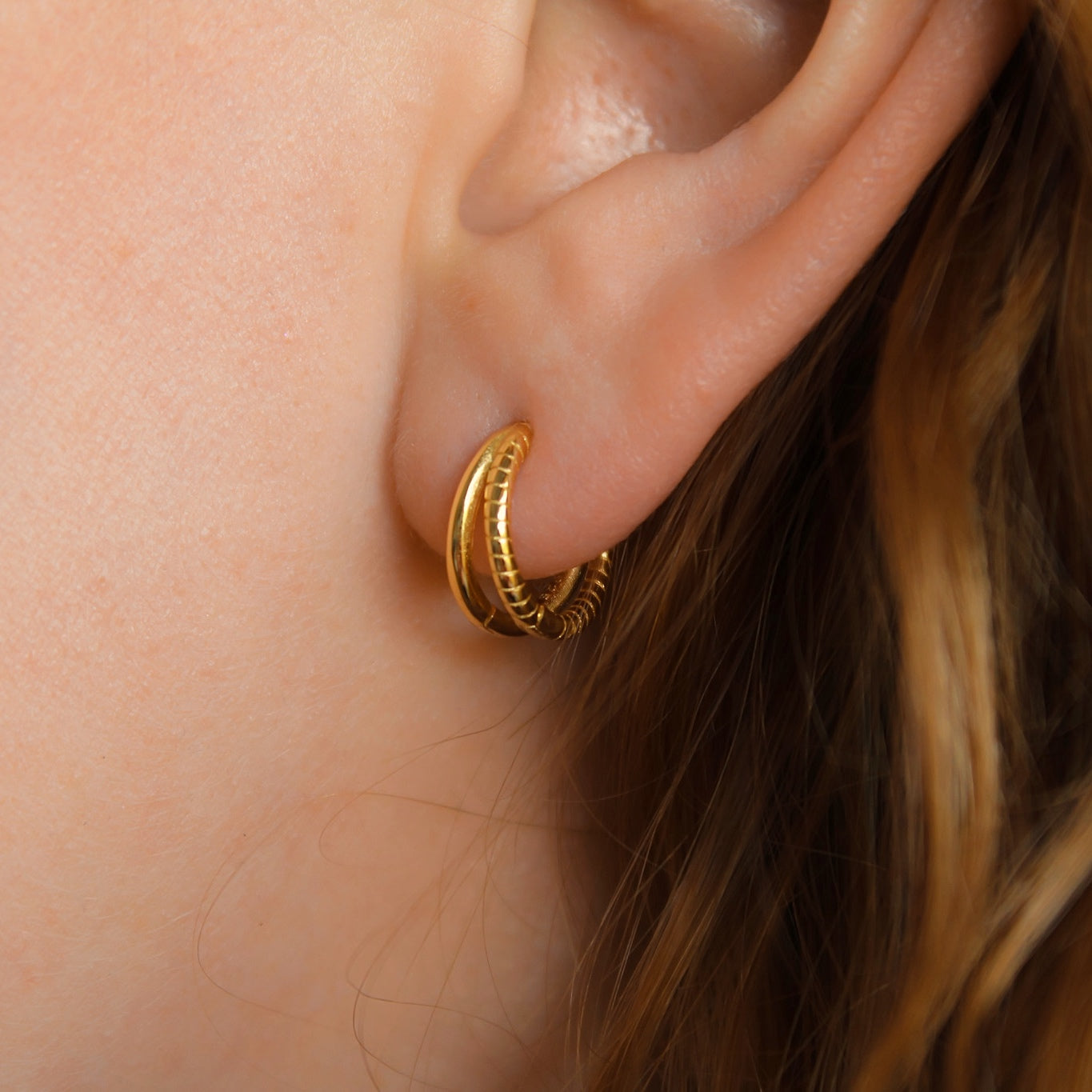 "Elina" Doppelstrang Creolen für jeden Tag