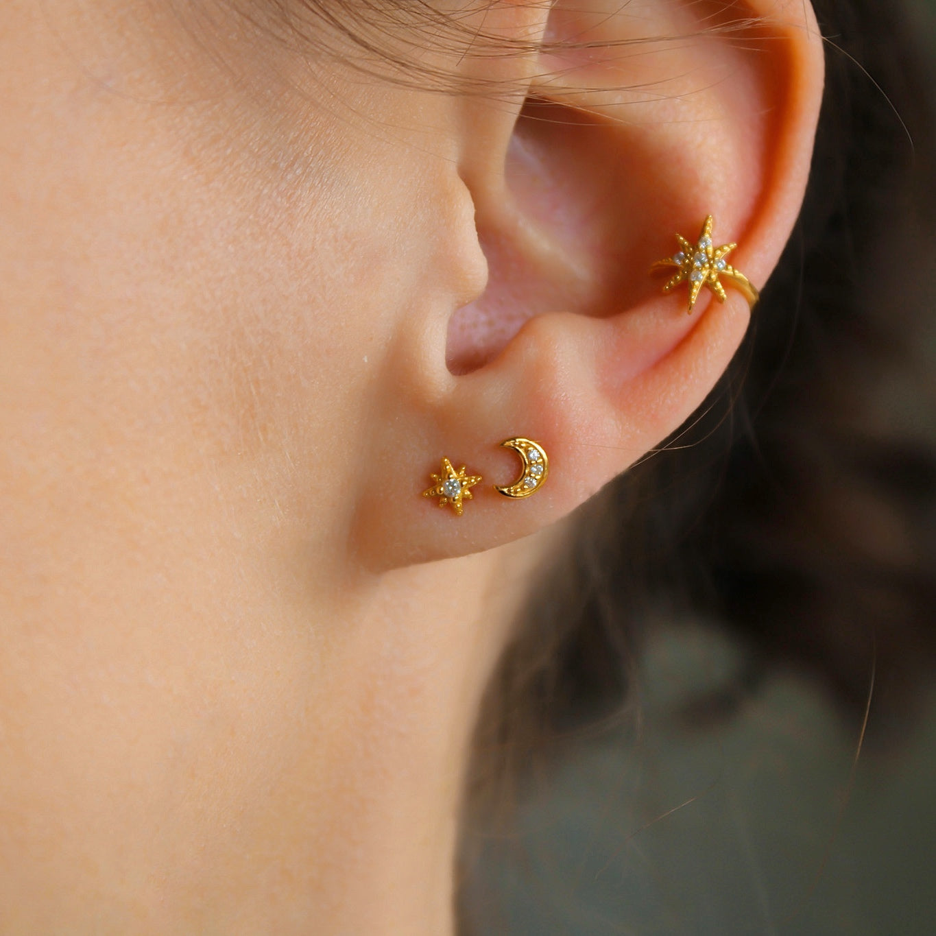 „Northstar" Stern Earcuff mit Zirkonia