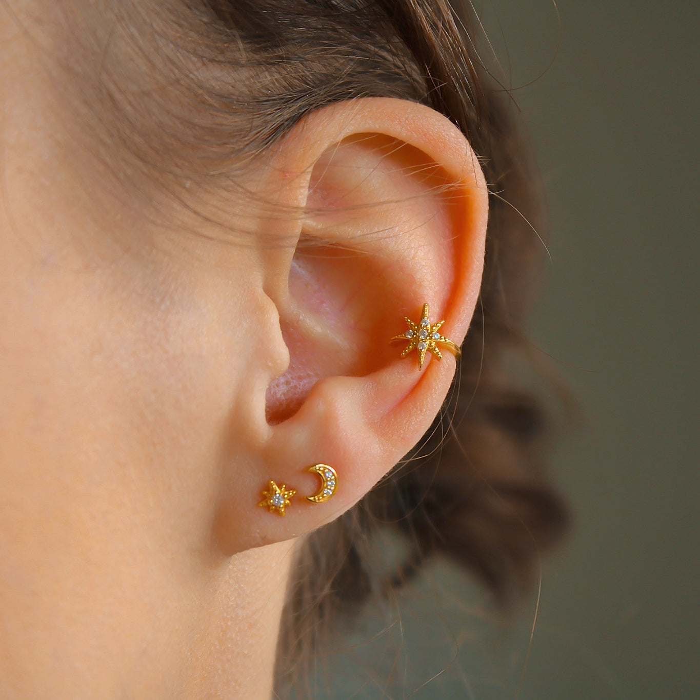 „Northstar" Stern Earcuff mit Zirkonia