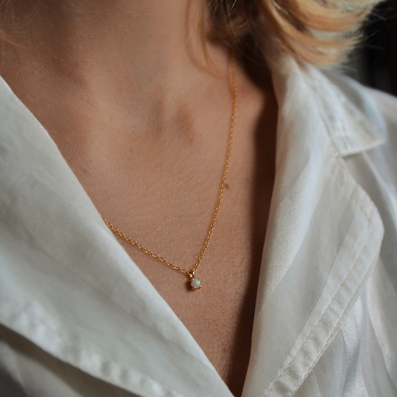 Elara Opal Kette – Vergoldete 925 Sterling Silber Halskette mit Opal
