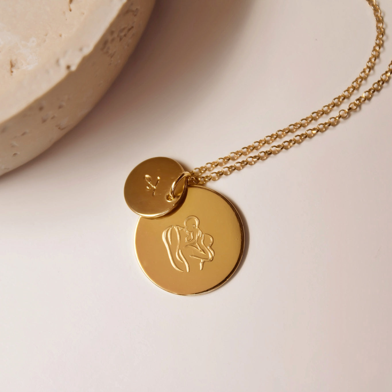 Personalisierte Mama Baby Halskette mit Initialen