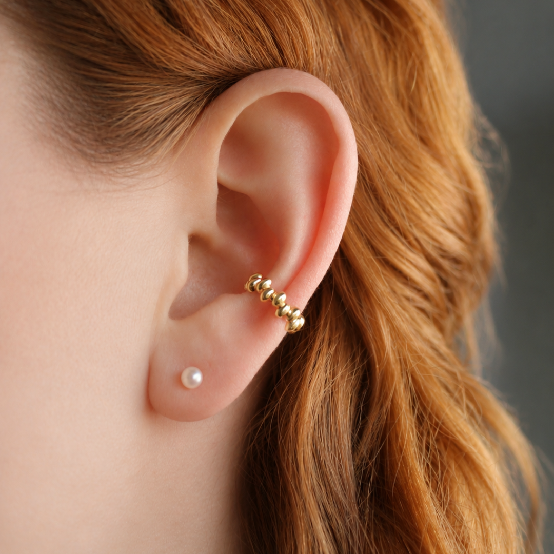 Pebble Path Earcuff - 925 Sterlingsilber, 18k vergoldet