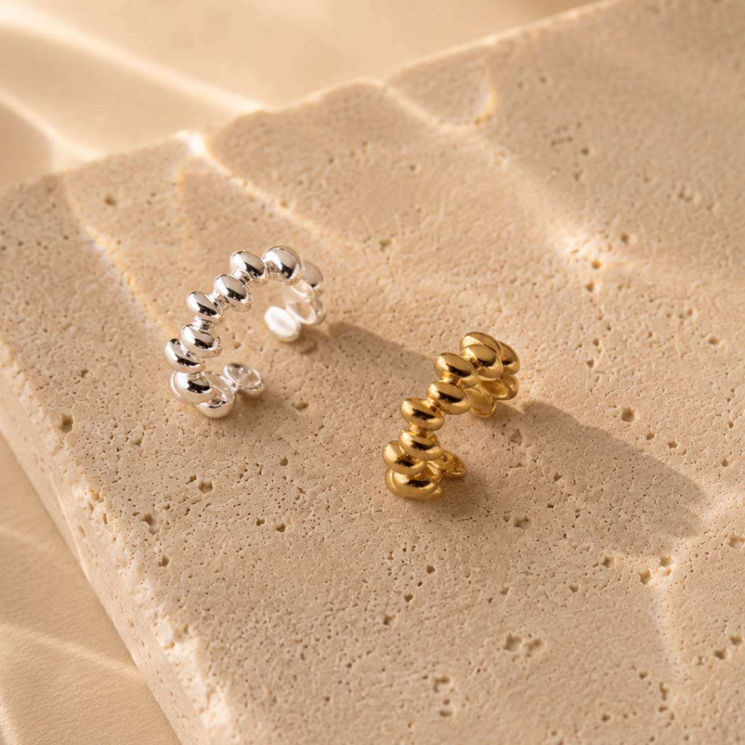 Pebble Path Earcuff - 925 Sterlingsilber, 18k vergoldet