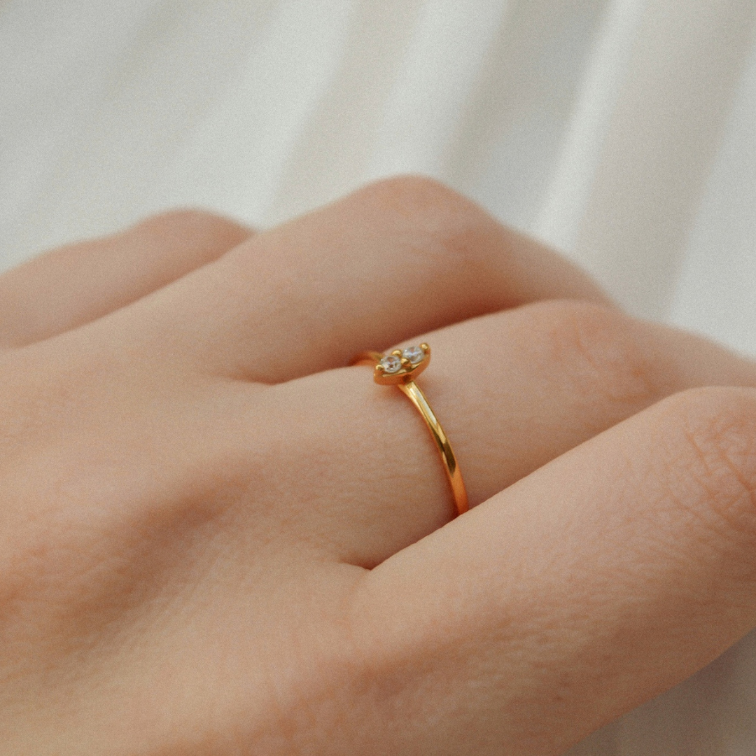 "Marquise" Ring Gold mit Zirkonia