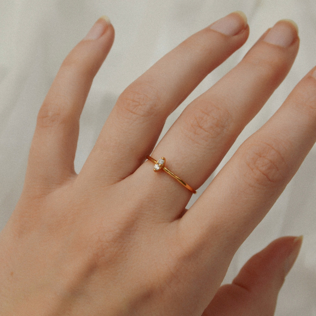 "Marquise" Ring Gold mit Zirkonia