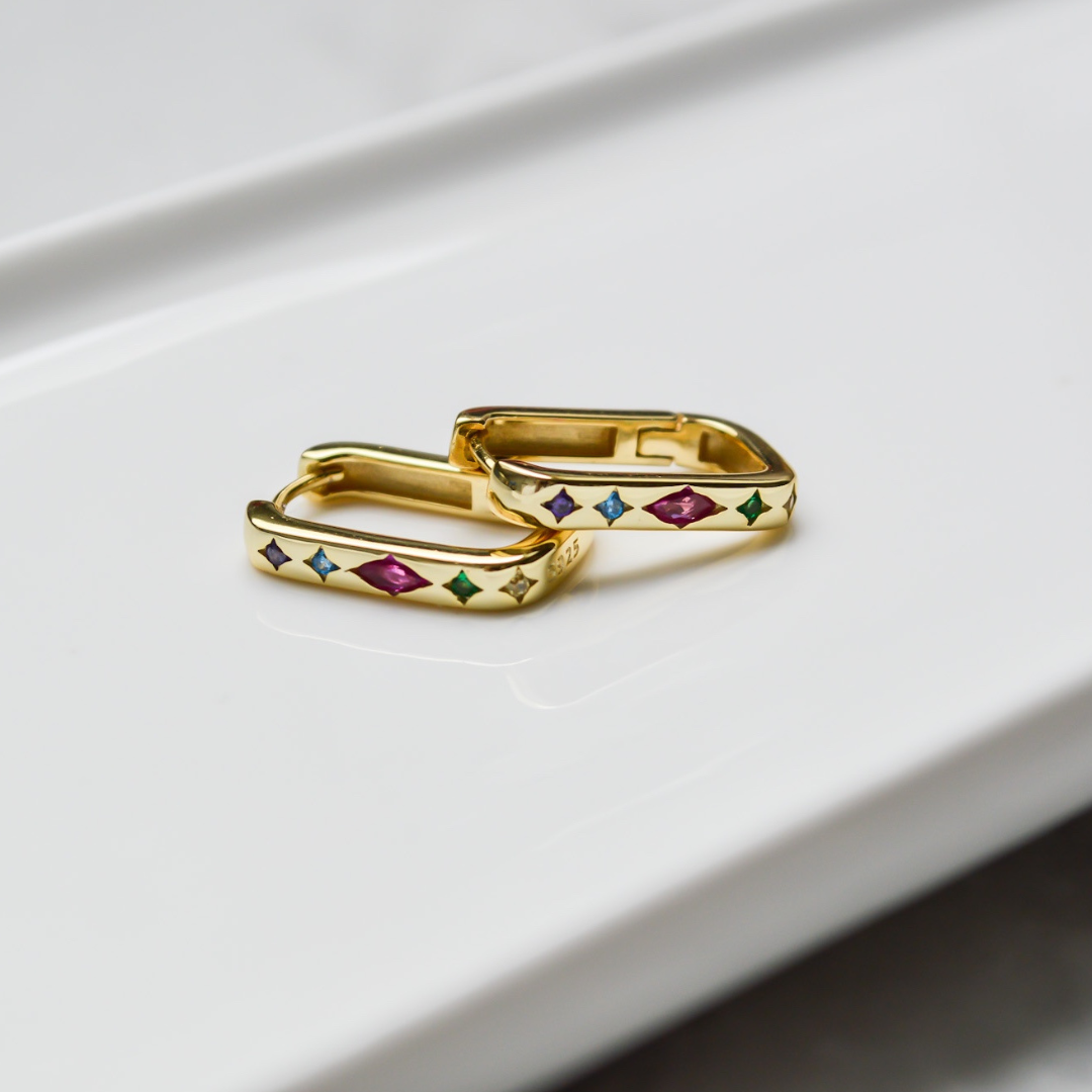 "Shiata" Statement Creolen mit bunten Zirkonia