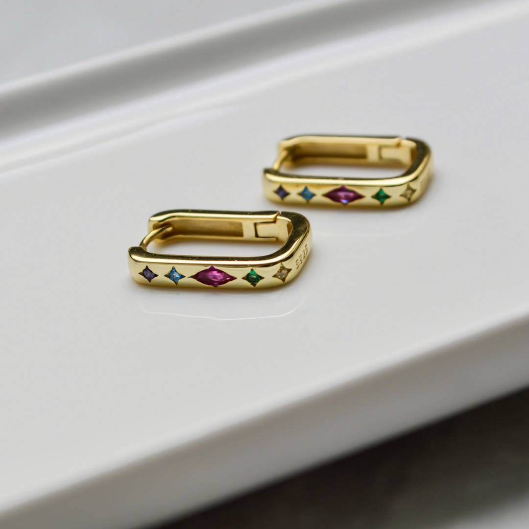 "Shiata" Statement Creolen mit bunten Zirkonia