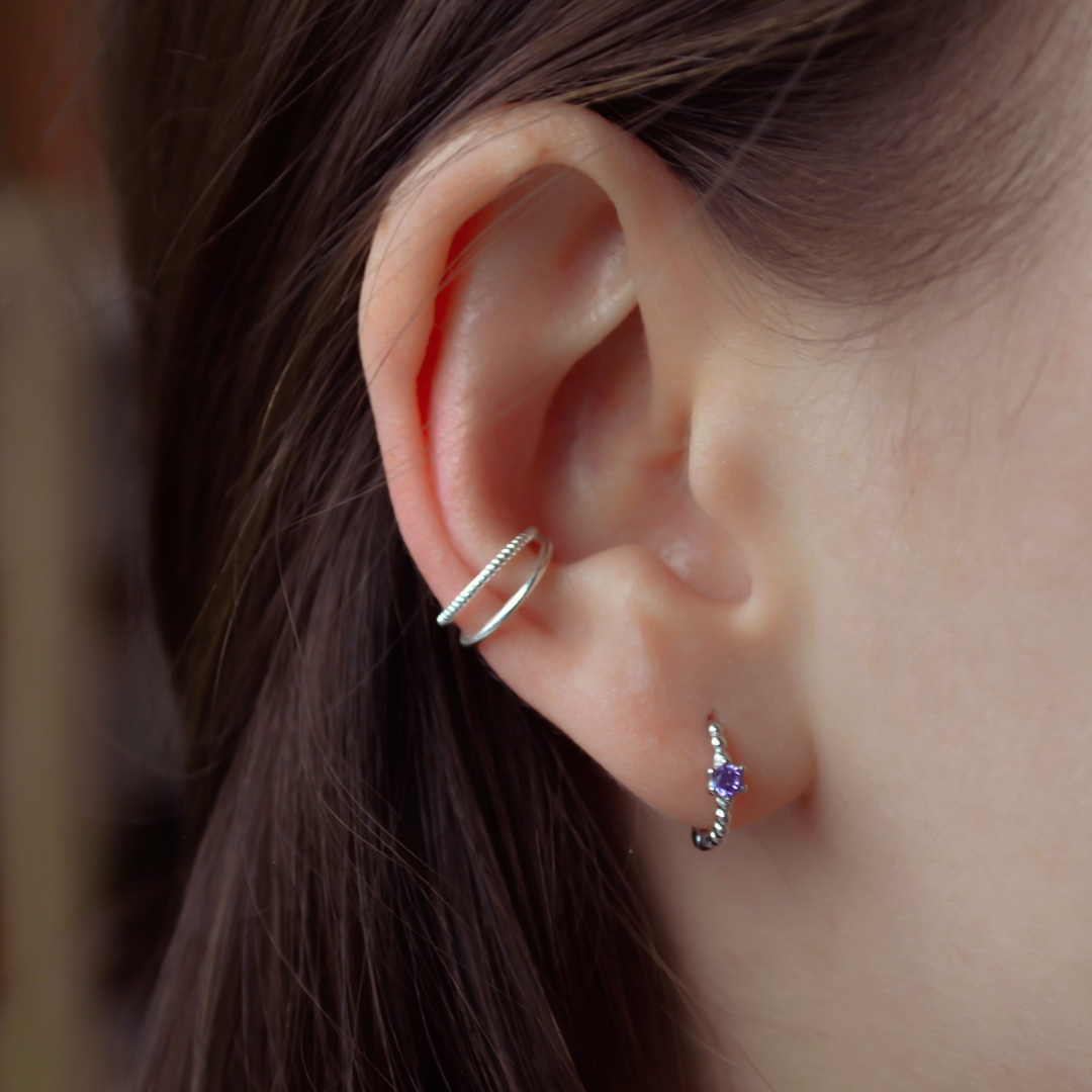 "Leila" zierlicher, gedrehter Earcuff aus Sterlingsilber