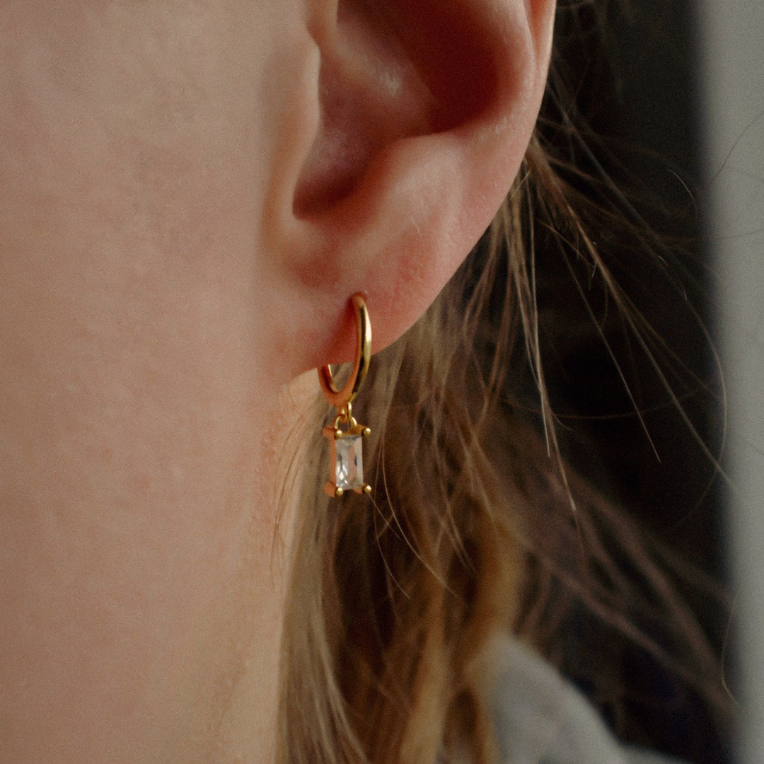 "Kantan"  Baguette Zirkonia Creolen Gold