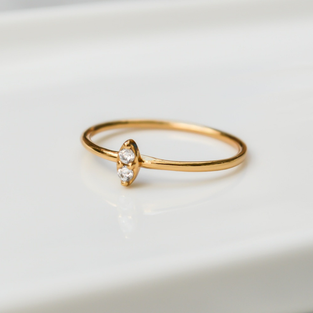 Vergoldeter Marquise Ring mit Zirkonia