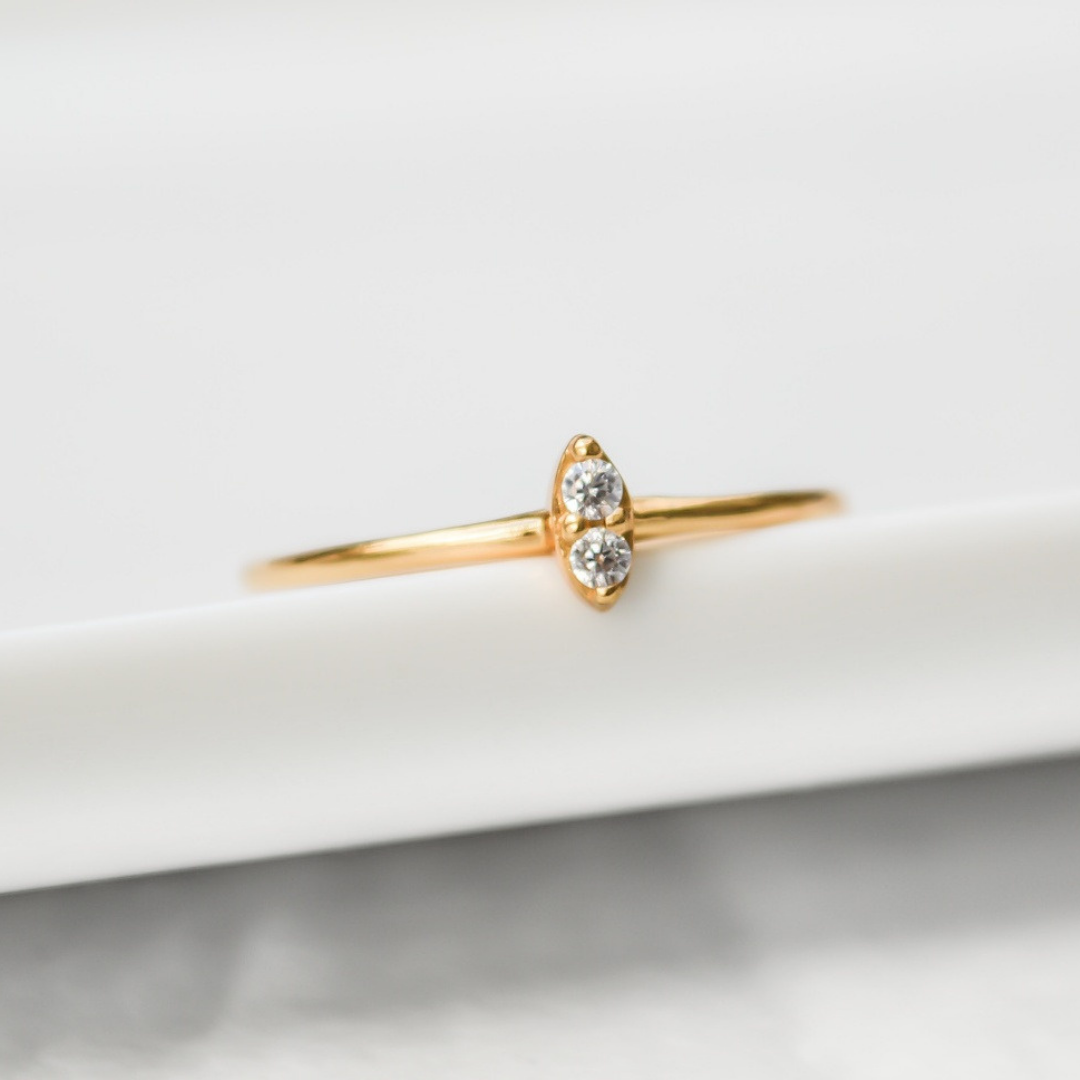 "Marquise" Ring Gold mit Zirkonia