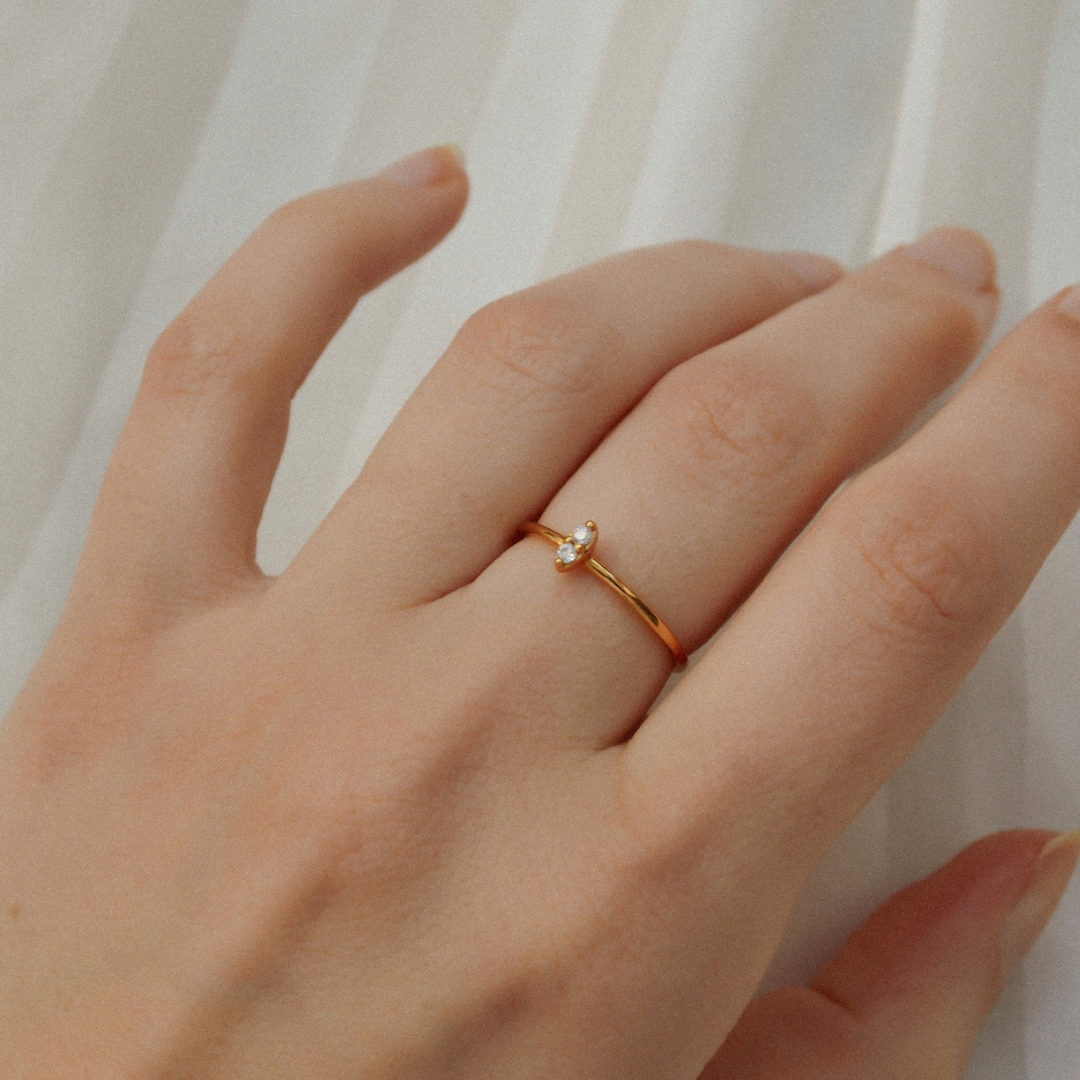 "Marquise" Ring Gold mit Zirkonia
