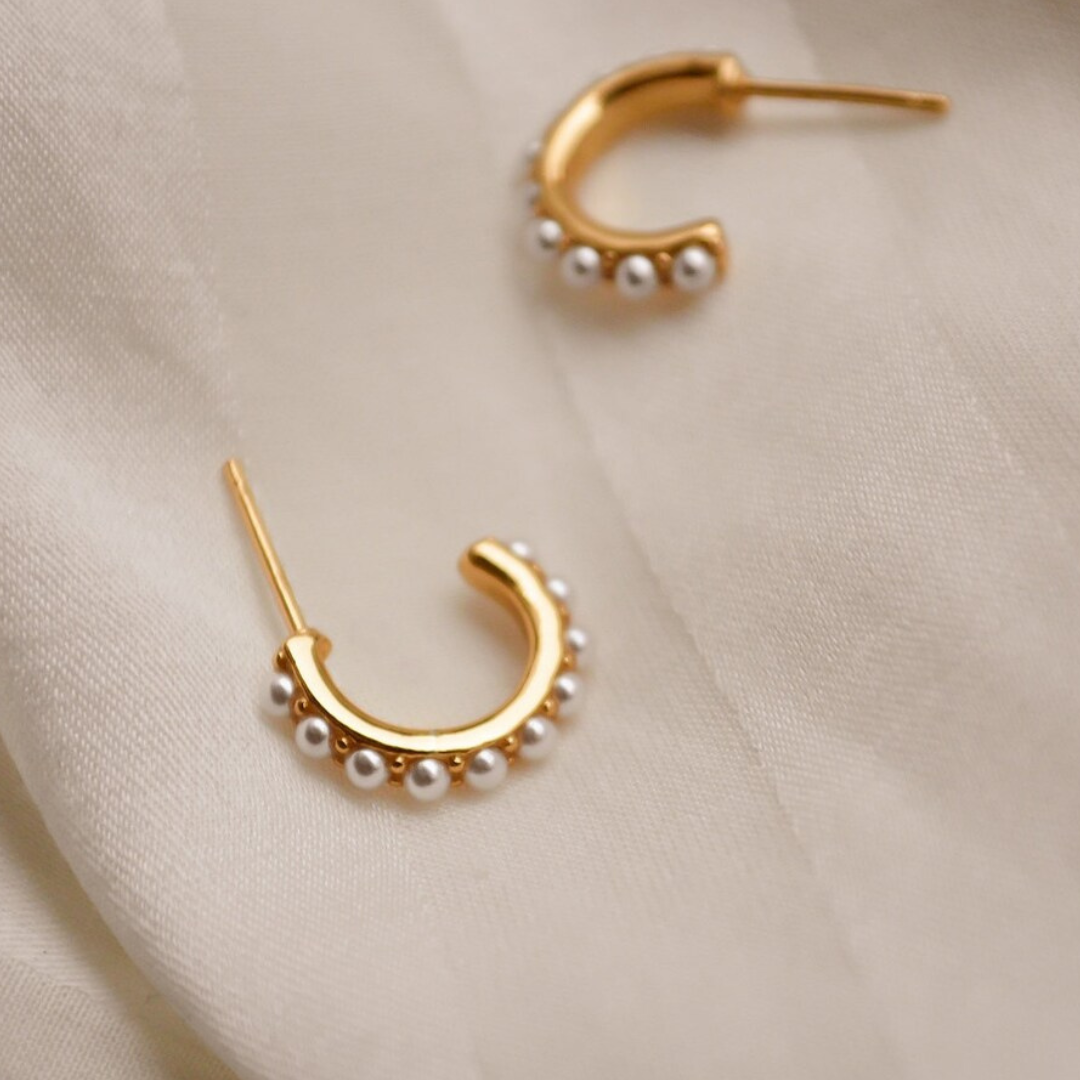 IDASBLUE "Shiya" moderne, elegante Perlen Creolen Gold