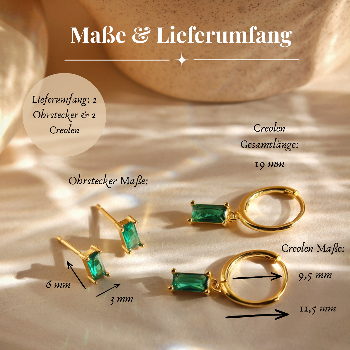 Afterimage – Ohrring-Set mit Baguette-Steinen