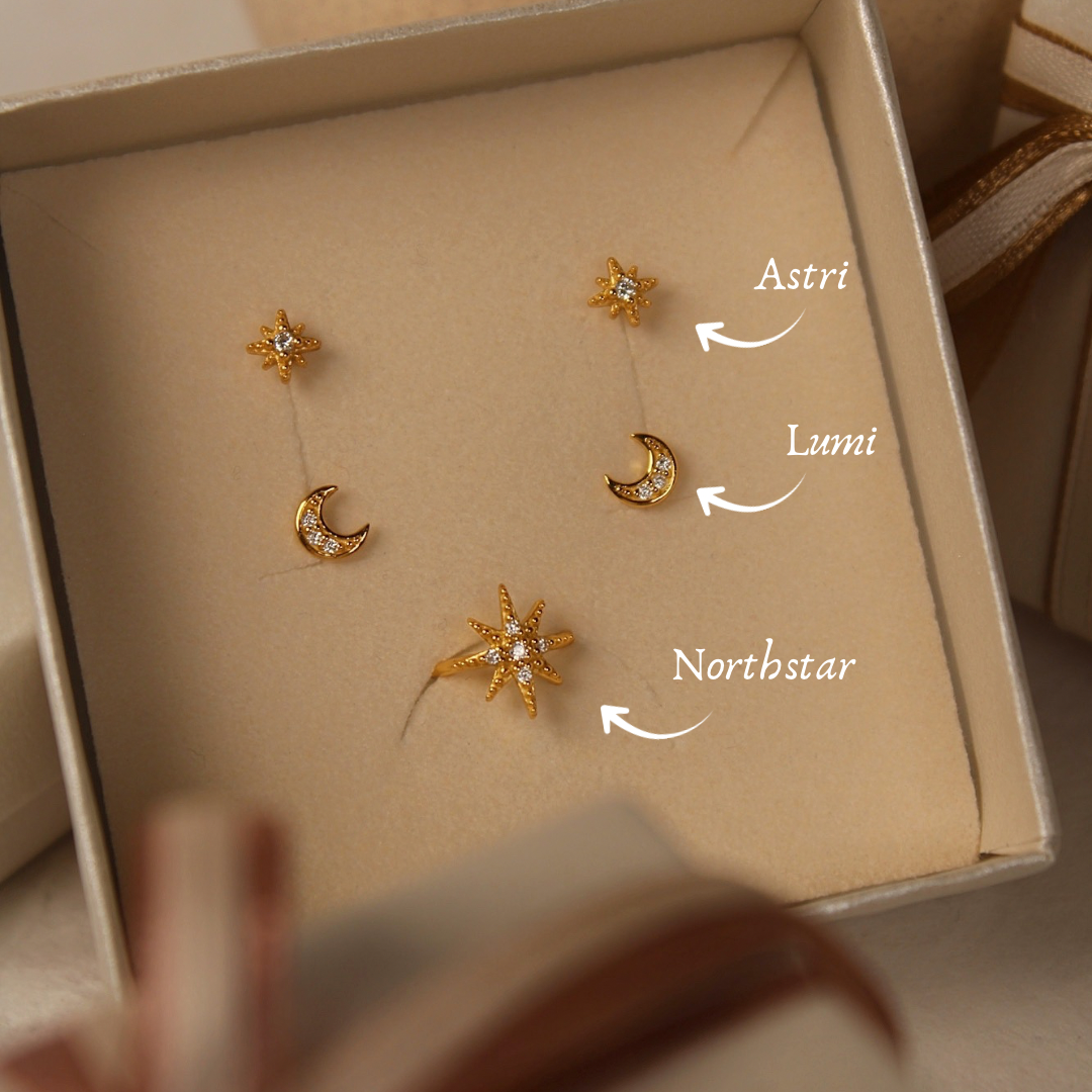 "Celestial Traveler" Ohrstecker & Earcuff Set