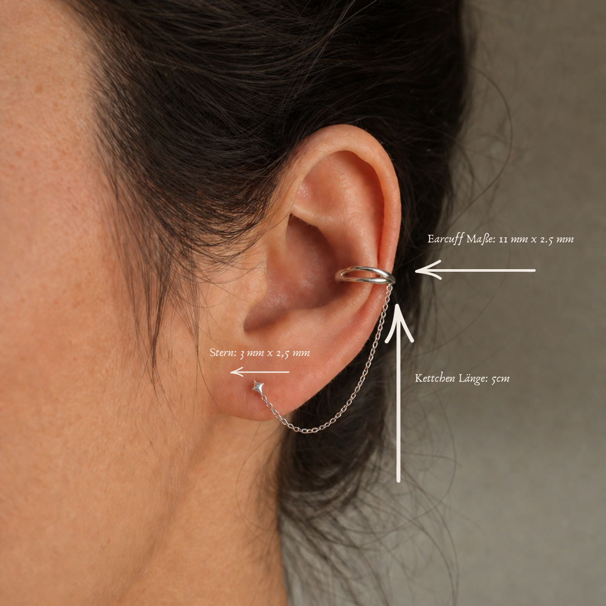 Guiding Star Chain Cuff – Stern Ohrstecker mit Earcuff und Kette