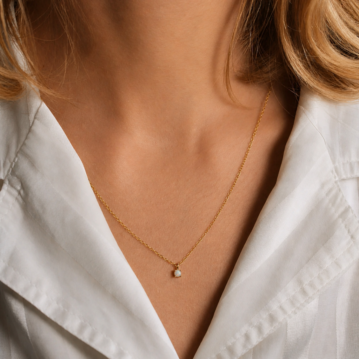 Elara Opal Kette – Vergoldete 925 Sterling Silber Halskette mit Opal