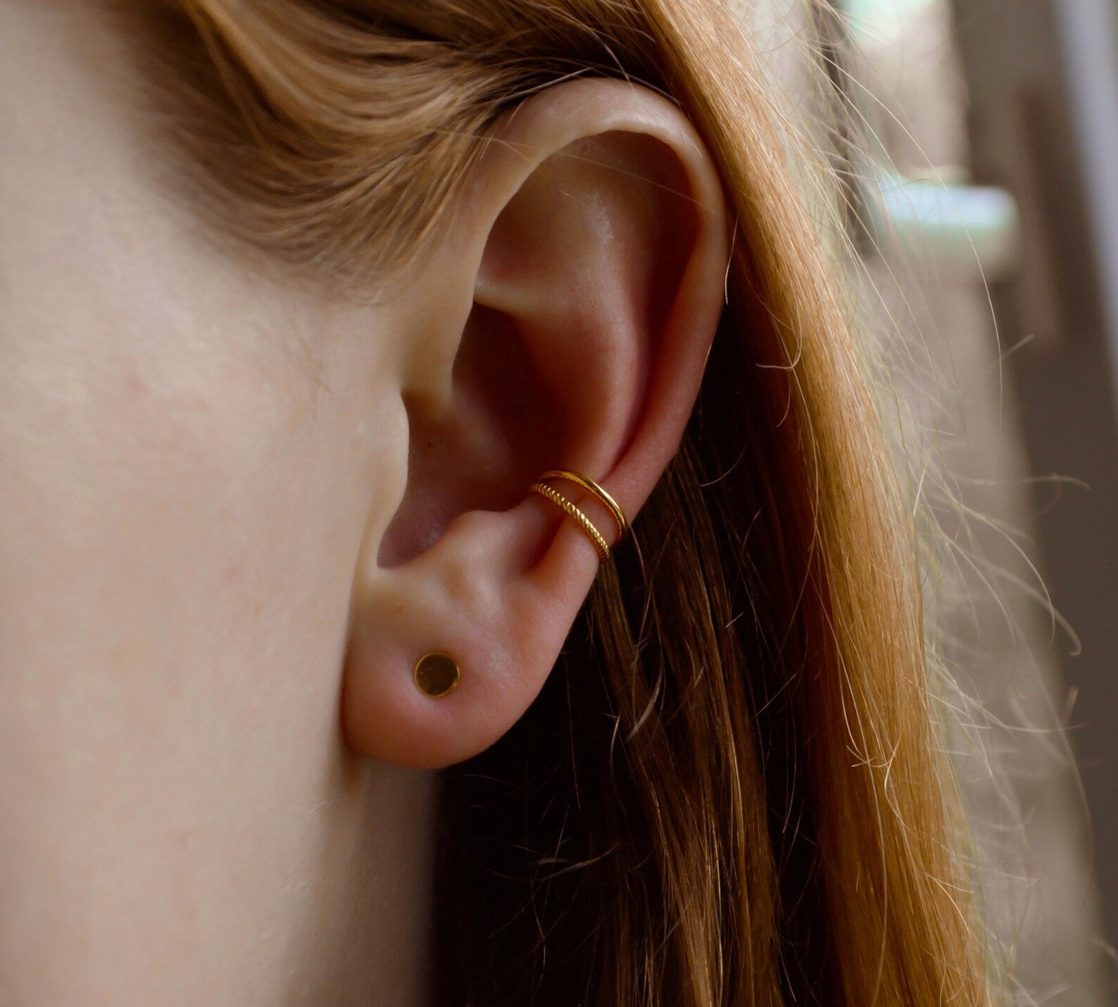 IDASBLUE "Leila“ zierlicher Doppelstrang Earcuff Gold