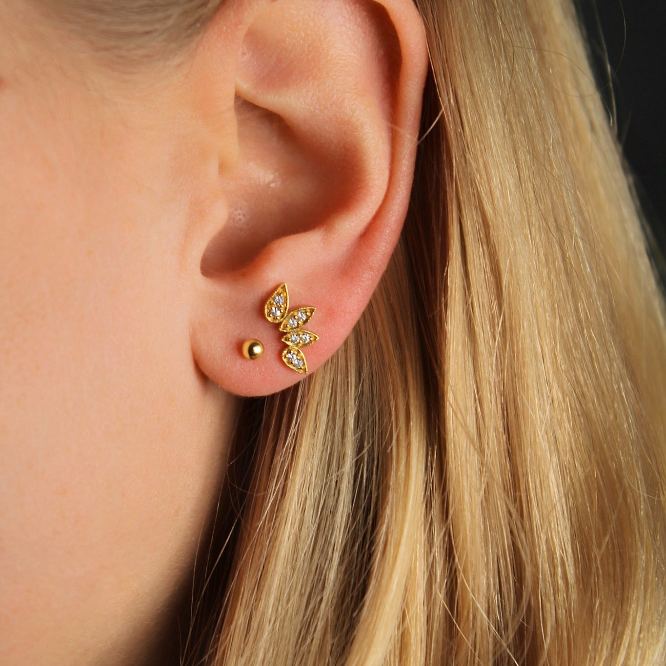 Aveline Ohrstecker Set – Vergoldete Ohrstecker aus recyceltem 925 Sterling Silber mit Zirkonia