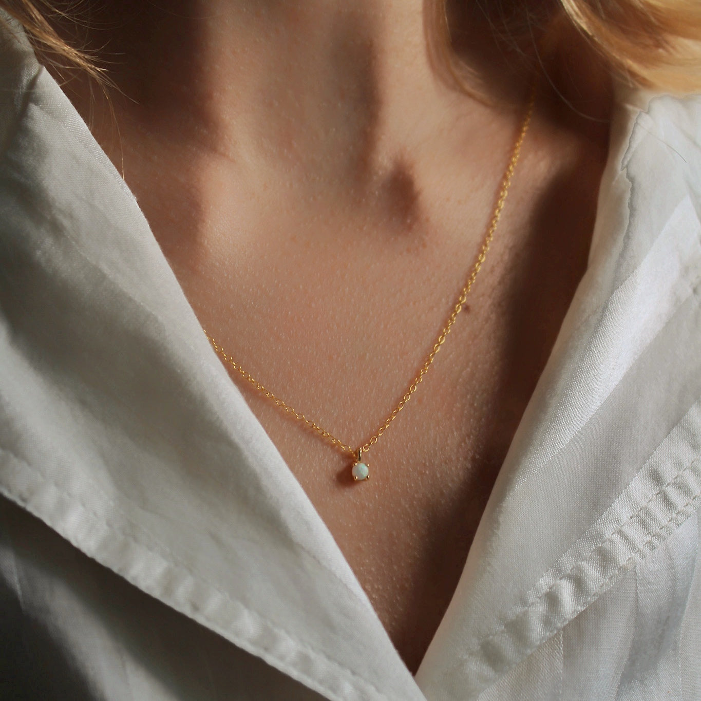 Elara Opal Kette – Vergoldete 925 Sterling Silber Halskette mit Opal