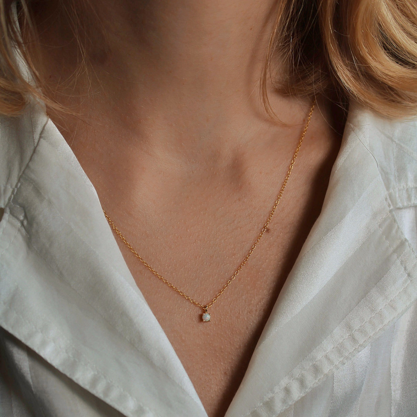 Elara Opal Kette – Vergoldete 925 Sterling Silber Halskette mit Opal