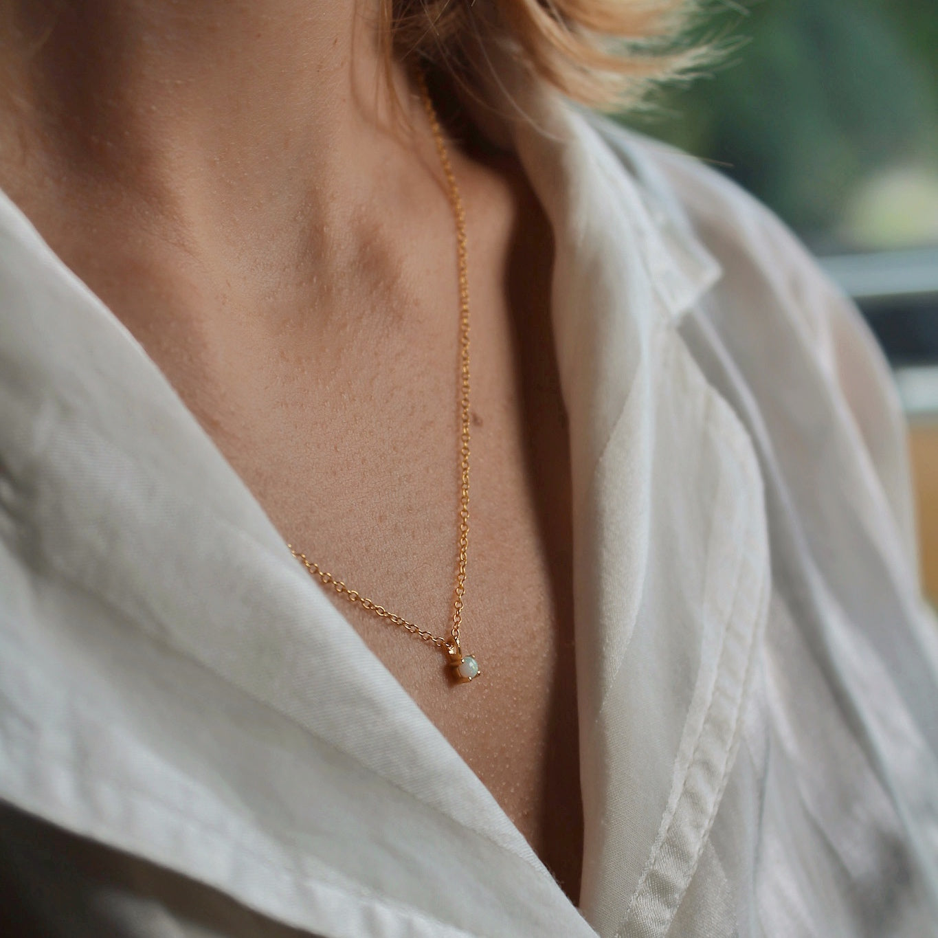 Elara Opal Kette – Vergoldete 925 Sterling Silber Halskette mit Opal