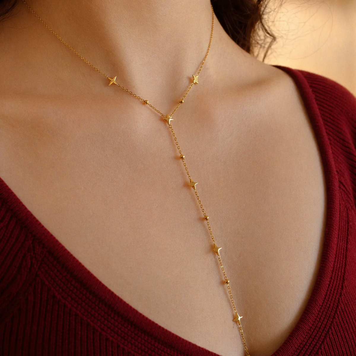 "Astra Flow" elegante Y Kette im Sternen Design