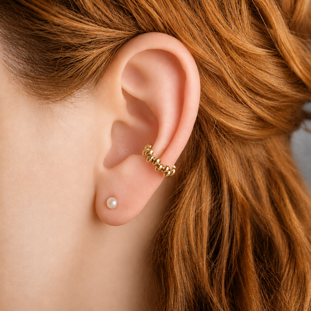Pebble Path Earcuff - 925 Sterlingsilber, 18k vergoldet