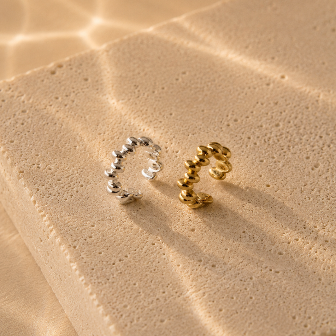 Pebble Path Earcuff - 925 Sterlingsilber, 18k vergoldet