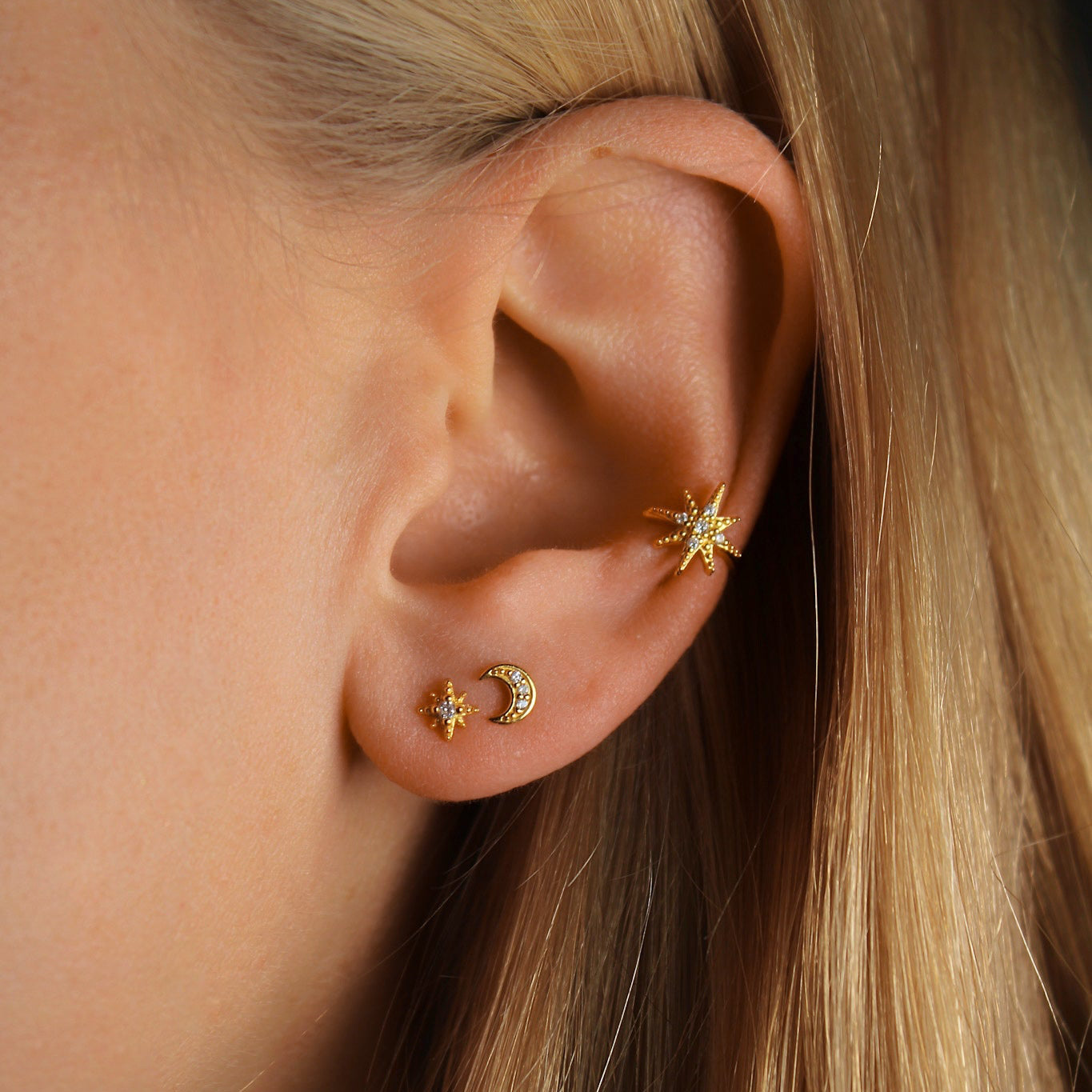 "Celestial Traveler" Ohrstecker & Earcuff Set