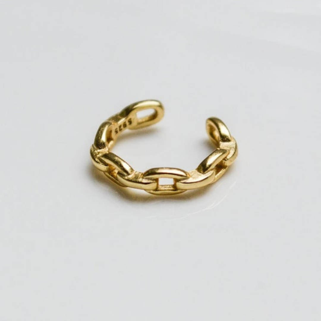 Zarter, eleganter Earcuff in Kettendesign gold