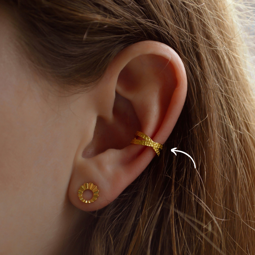 IDASBLUE "Artemis" gekreuzter Earcuff gold